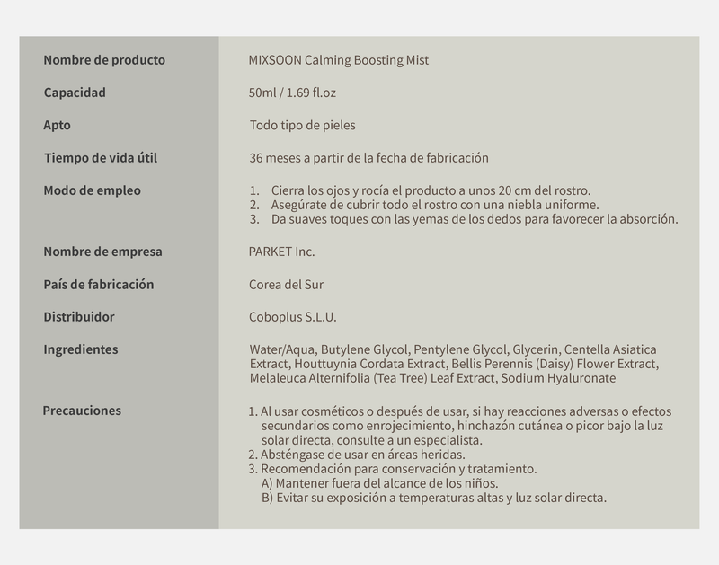 mixsoon Calming Boosting Mist MIXSOON