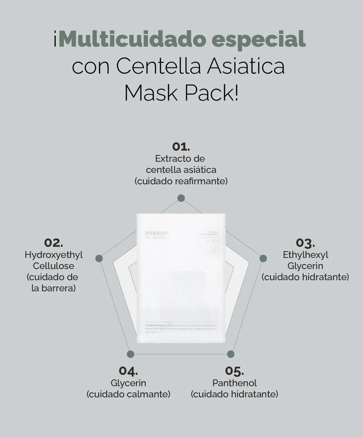 MIXSOON Centella Mask Pack (5 unidades) MIXSOON