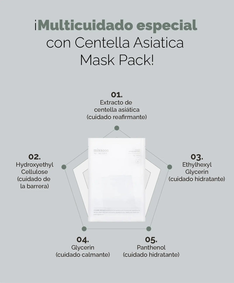 MIXSOON Centella Mask Pack (5 unidades) MIXSOON