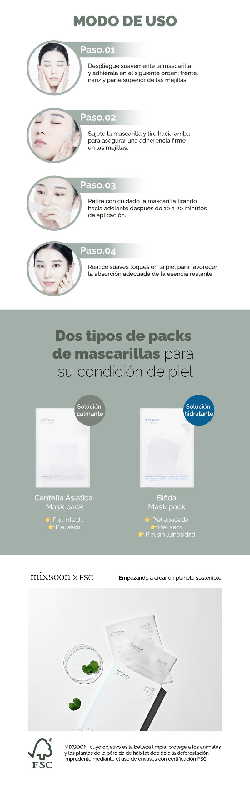 MIXSOON Centella Mask Pack (5 unidades) MIXSOON